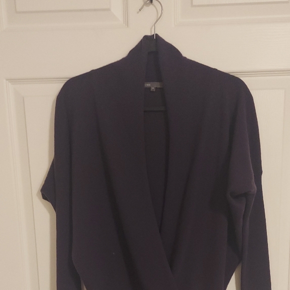 Vince Sweaters - Vince 100% Cashmere Faux Wrap Sweater – Size S Dark Purple Cozy Layer